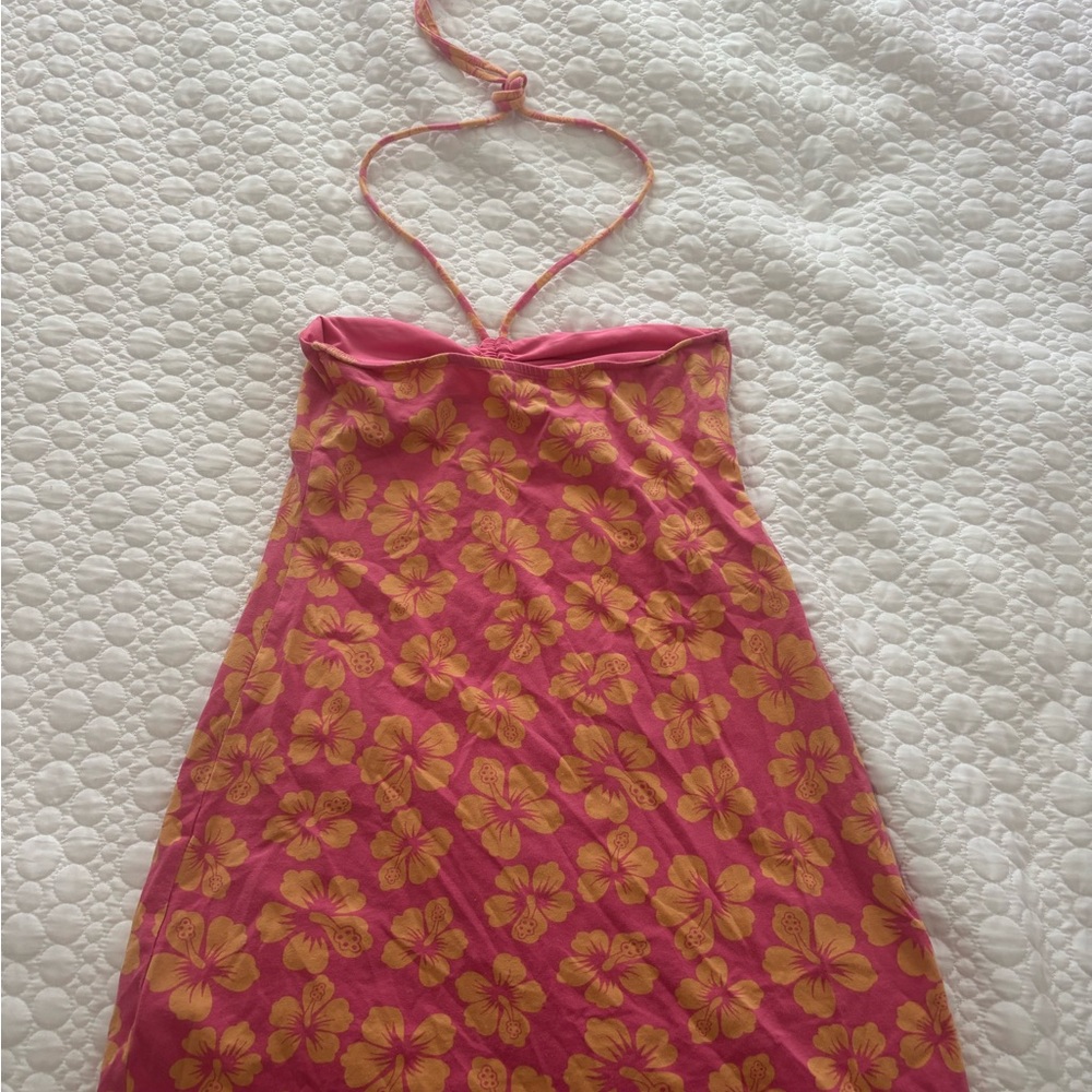 Hollister Pink and Yellow Floral Mini Dress